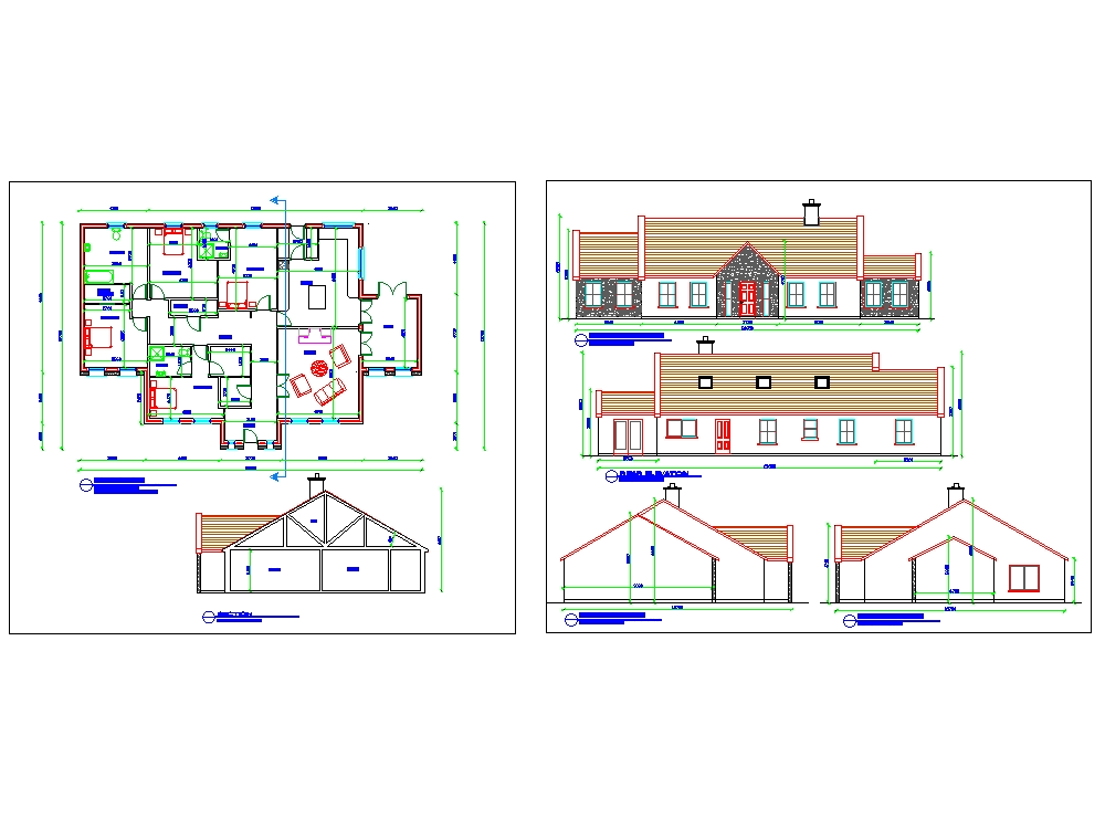 Design of a bungalow  in AutoCAD  Download CAD  free 269 