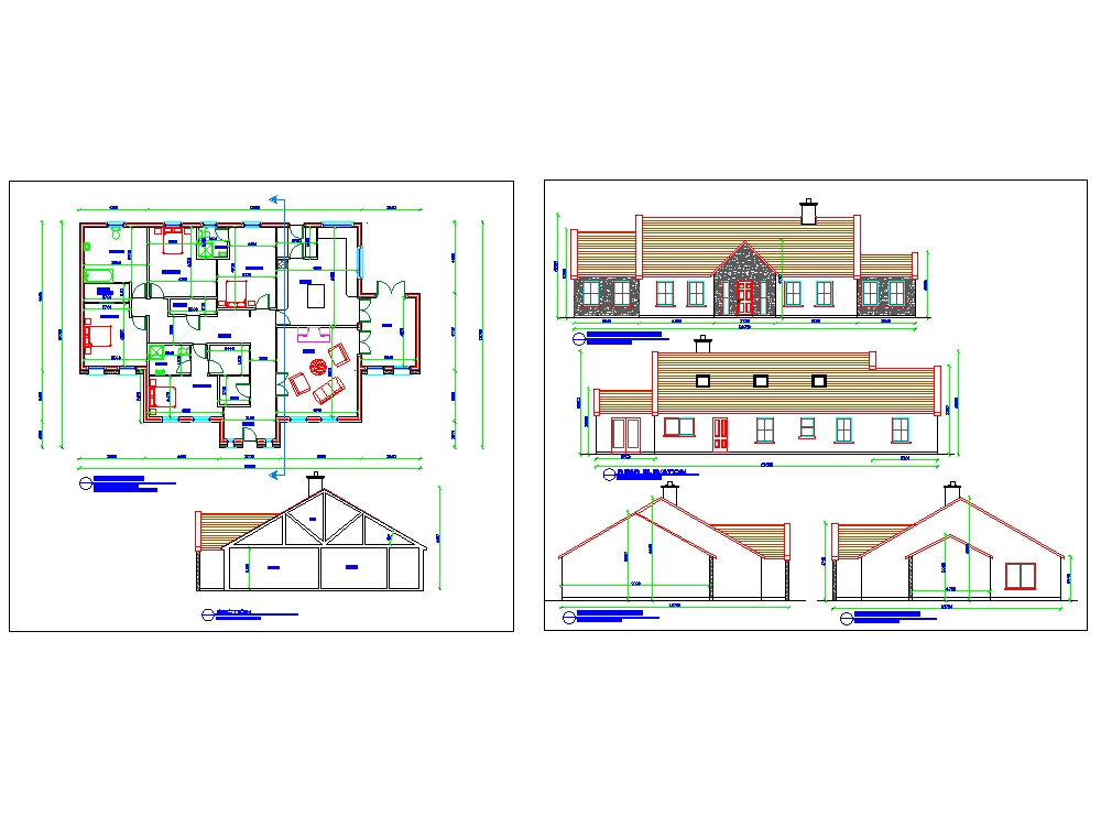 bungalow plan autocad file