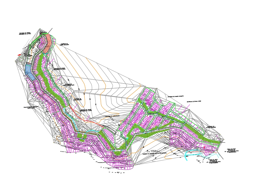 Contour Line Plan & Elevation Diagram Detail in DWG file