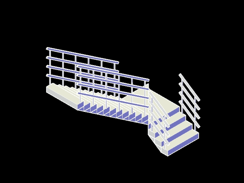 Escada com 2 seções 3d