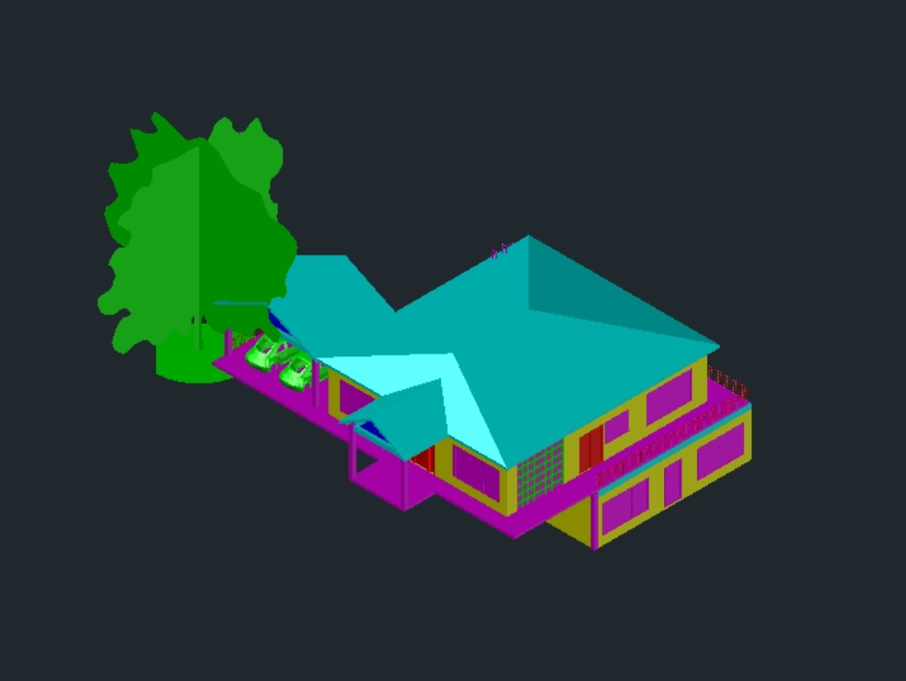 Two-story house in 3d