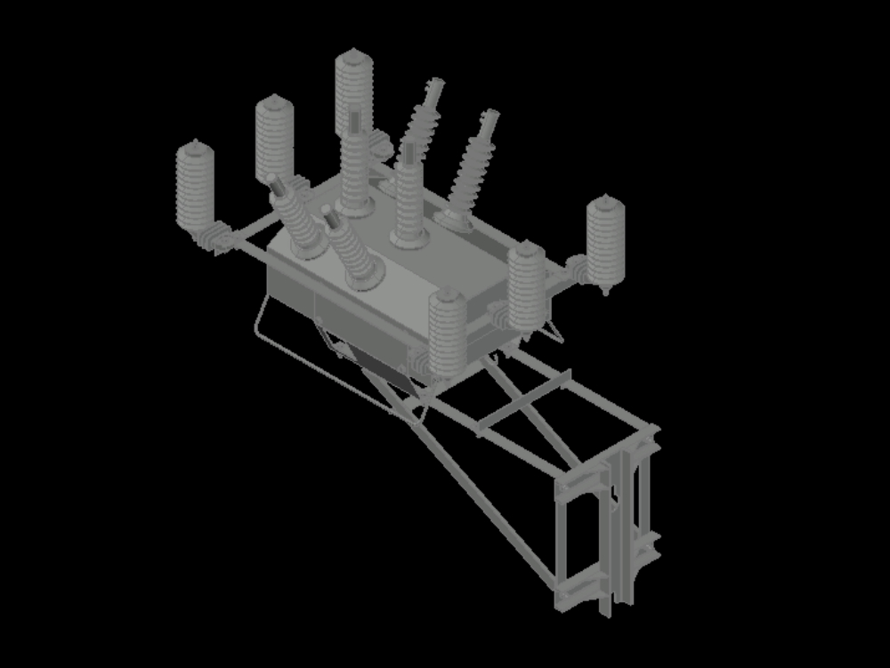 Dreipoliger 27-kV-Wiedereinschaltautomat in 3D.