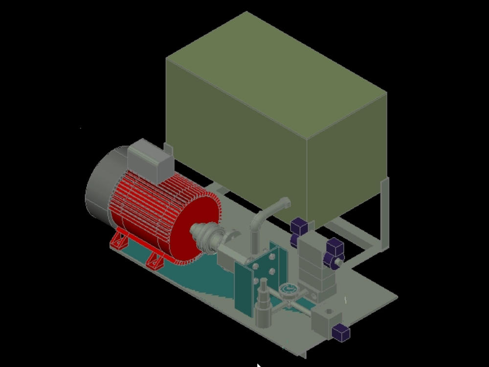 Centrale hydraulique en 3D.