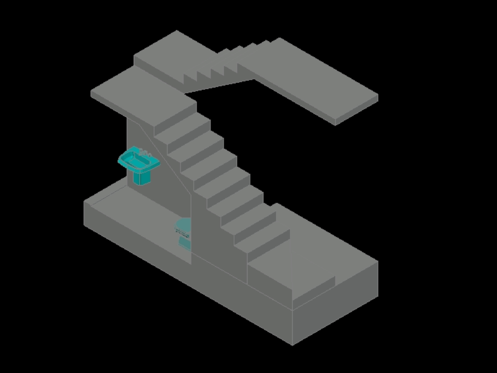 Staircase with toilet in 3d