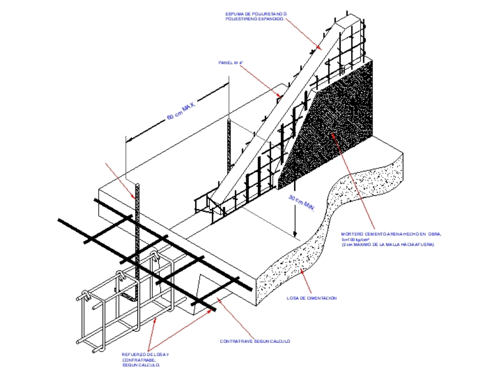 Detalle Anclaje Cimentaci N Panel W En Autocad Cad Kb Bibliocad