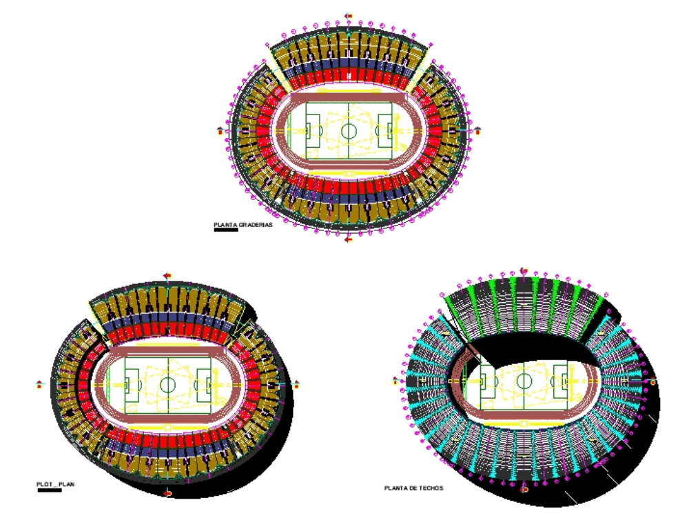 Estadio en AutoCAD | Descargar CAD gratis (932.19 KB) | Bibliocad