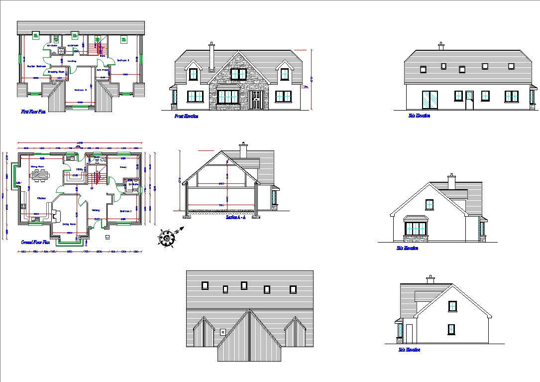 Dormer bungalow in AutoCAD | CAD download (354.18 KB) | Bibliocad