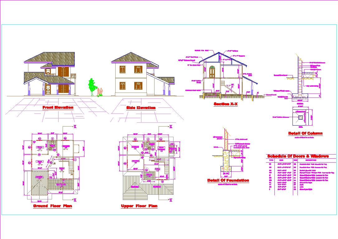 autocad house drawings samples dwg