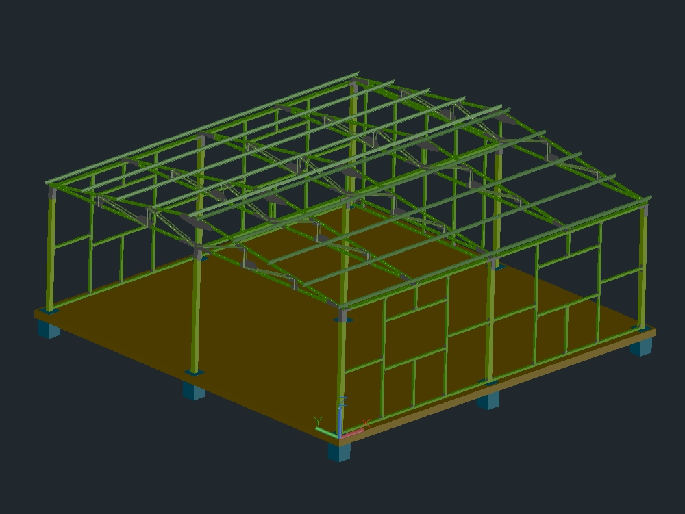 Estructura  de Galpón Agrícola 3D