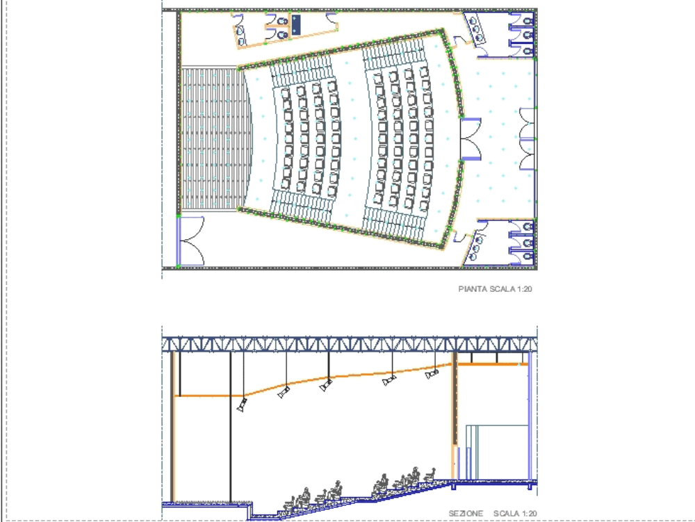 Auditorium in AutoCAD | Download CAD free (1.04 MB) | Bibliocad