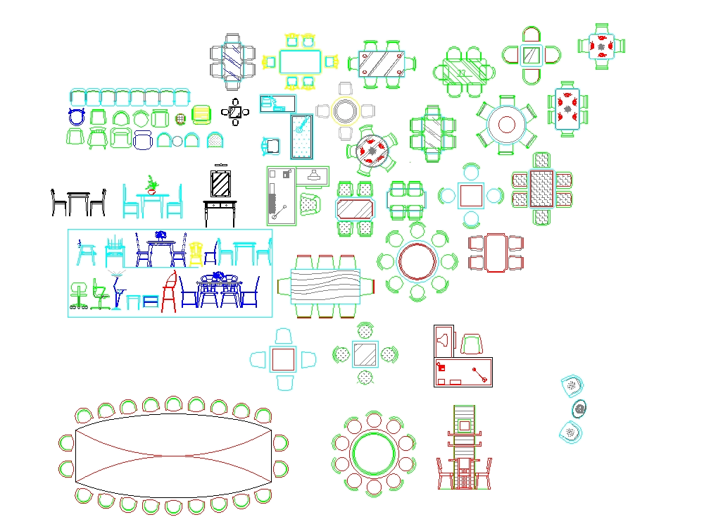 Dining tables 02 in AutoCAD | Download CAD free (272.92 KB 