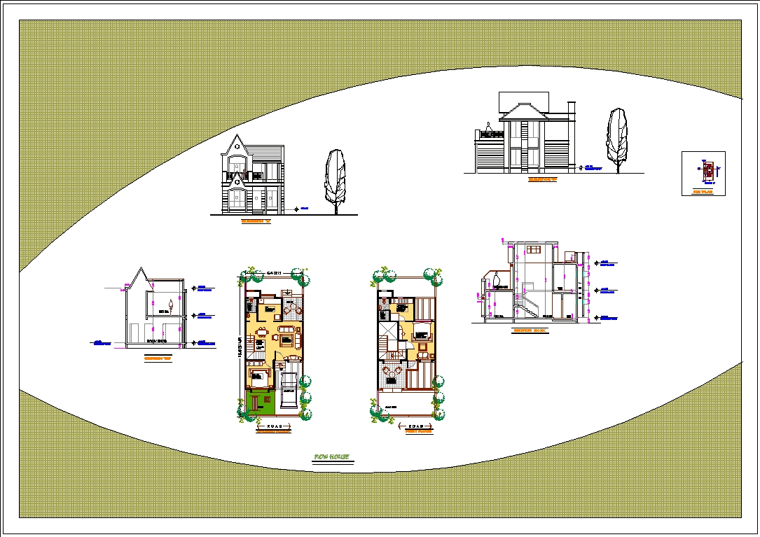 Row House In Autocad Download Cad Free 172 83 Kb Bibliocad