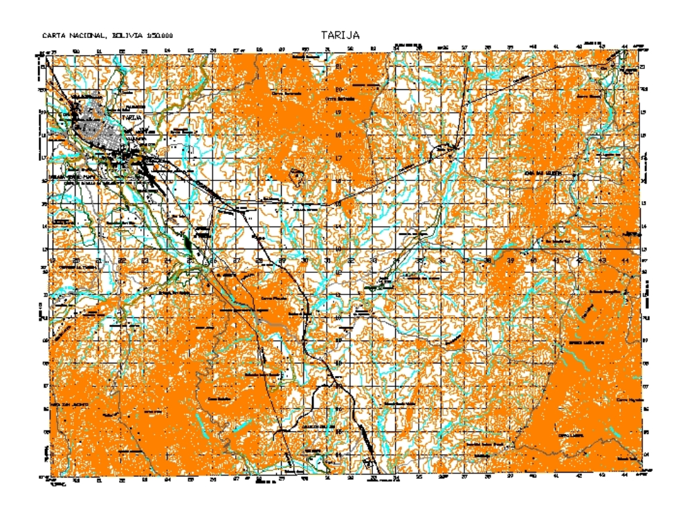 Topography of Tarija, Bolivia.