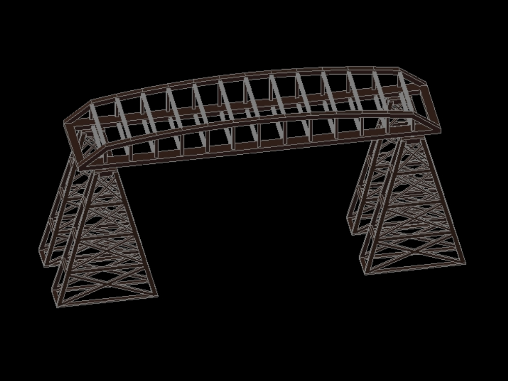 Puente metálico en 3D.