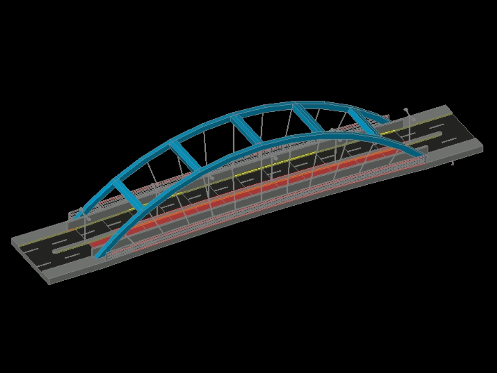 Fahrzeugbrücke in 3D.