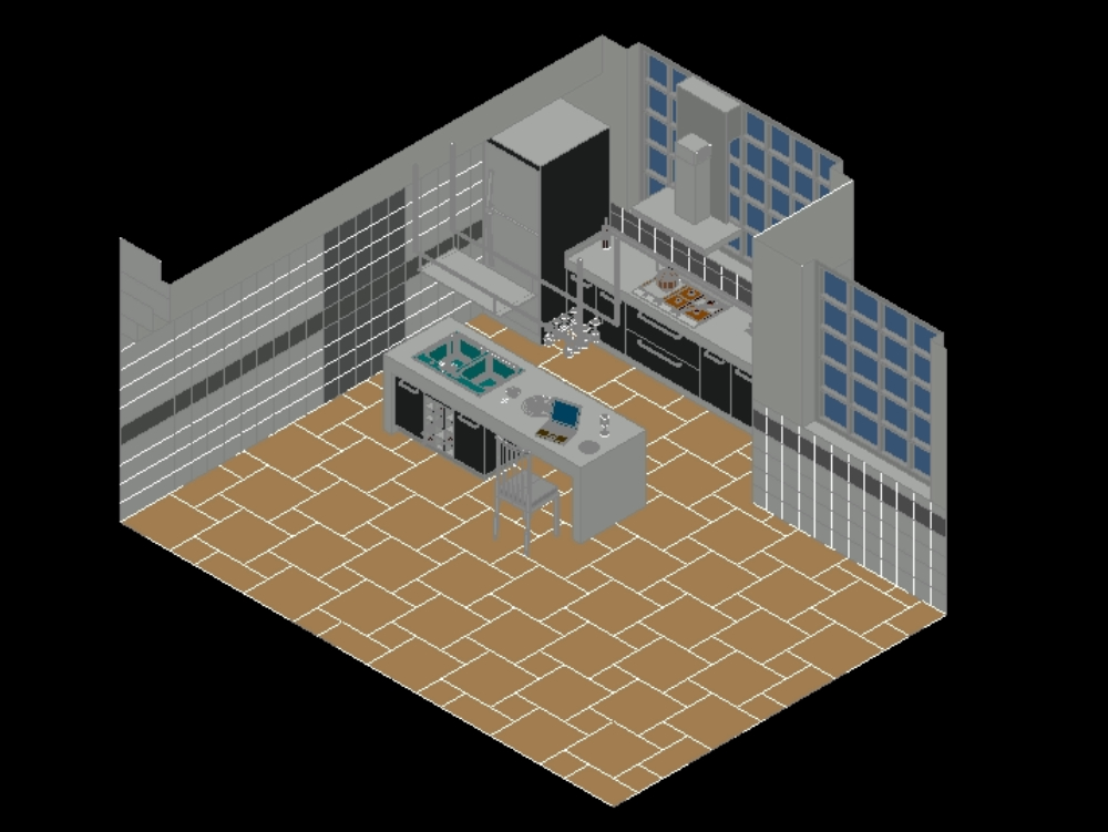Kitchen 3d in AutoCAD | CAD download (1.45 MB) | Bibliocad