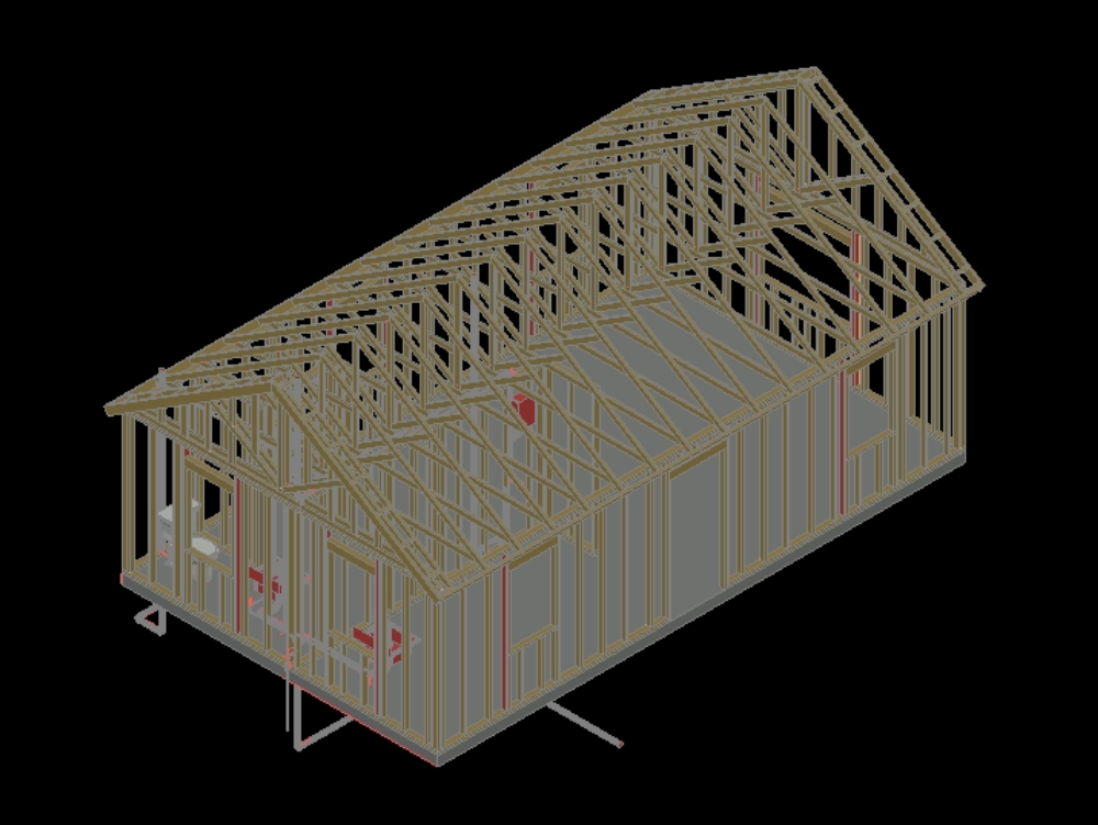 Estructura de madera en 3D.