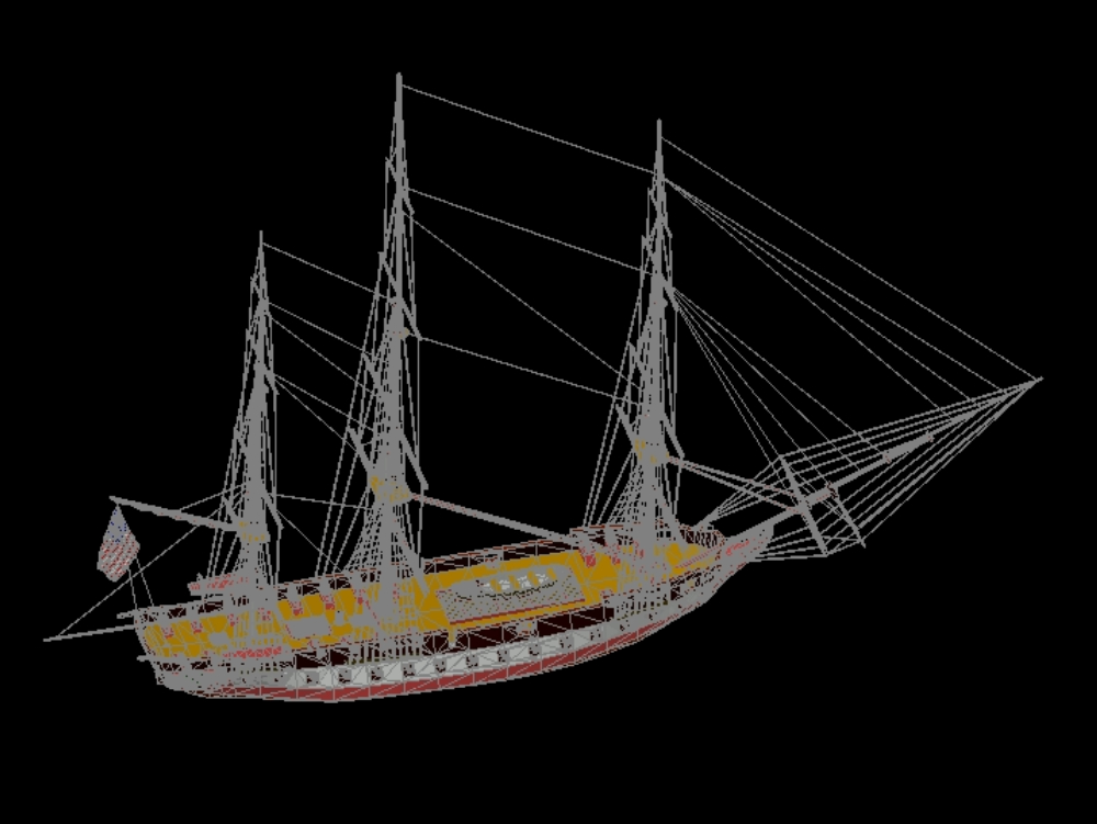 Barco velero en 3D.