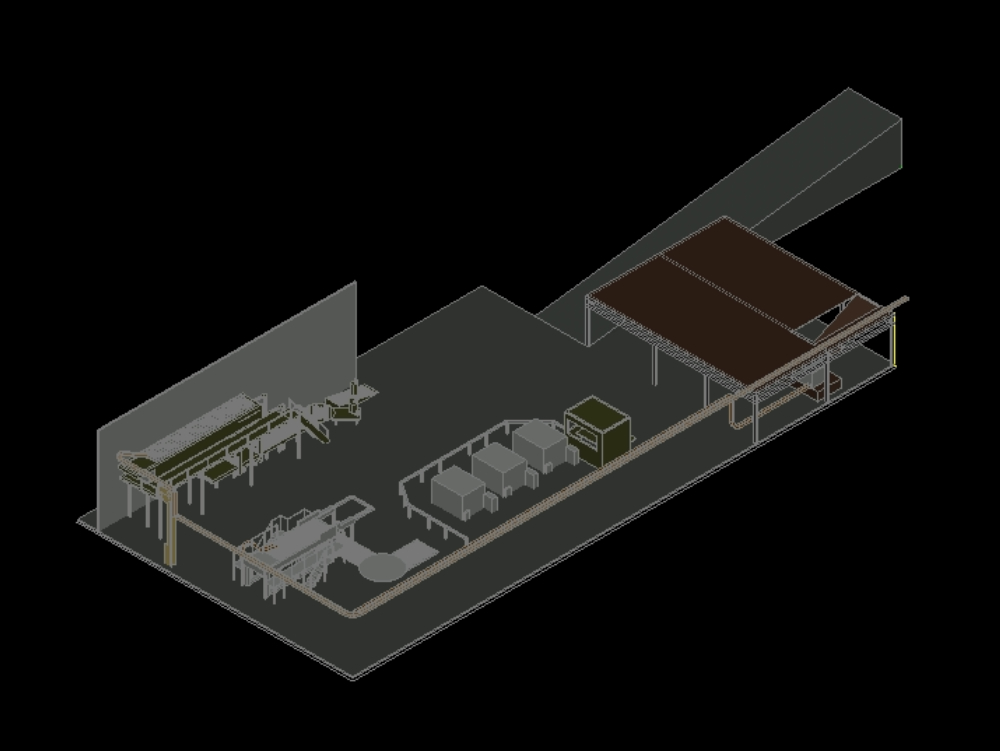 Ambiente industrial em 3d.