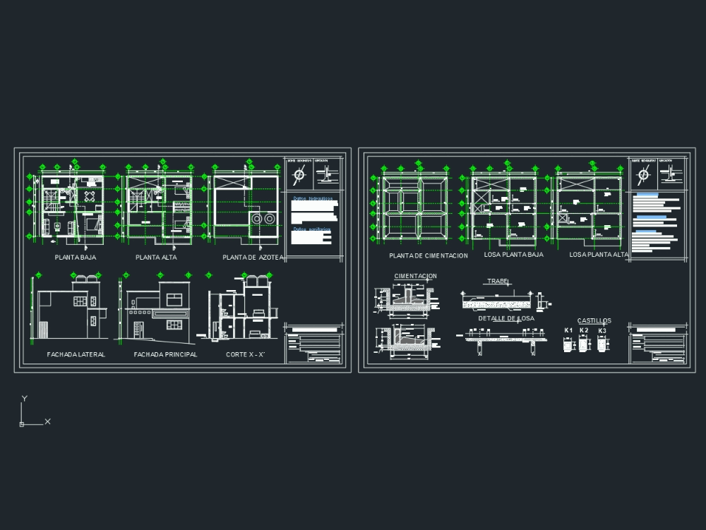 Unifamiliar de 2 plantas 65 m2 en AutoCAD | CAD (4.92 MB) | Bibliocad