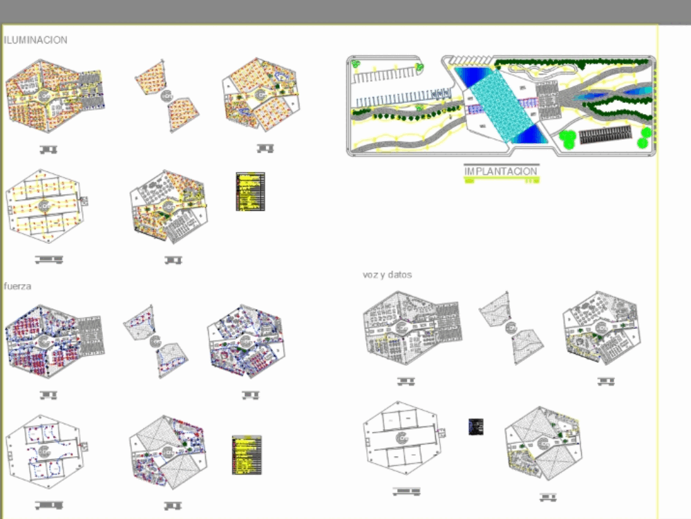 Communiy center with electrical and hidro-sanitary drawings