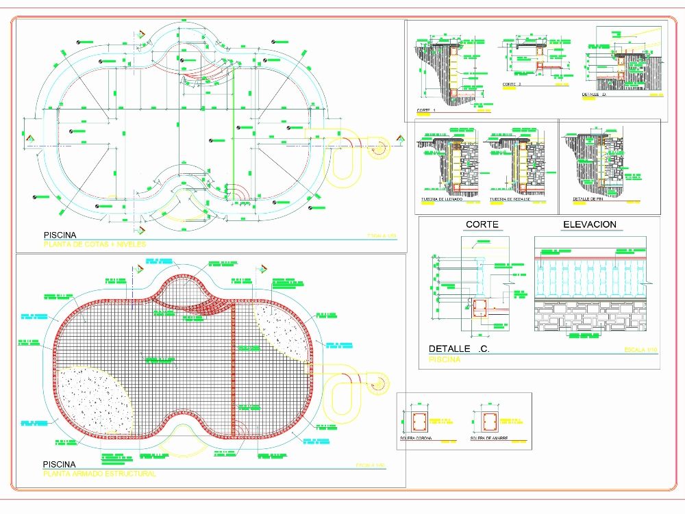 download free pdf to draw animals how in  pool Slide plans AutoCAD download CAD  (495.46 KB