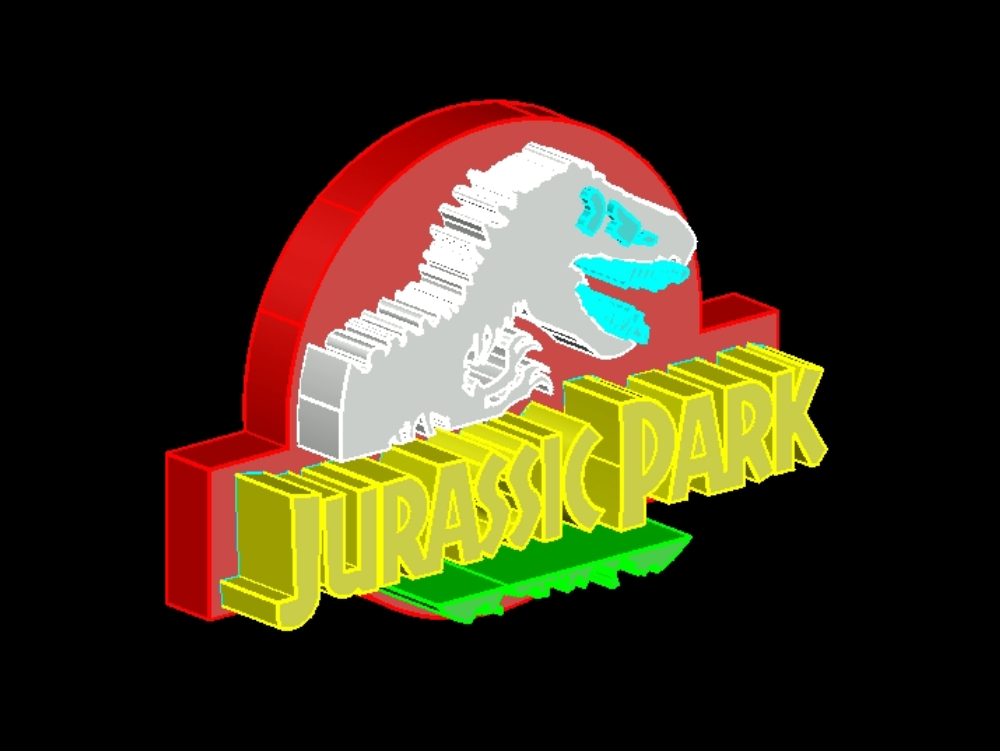 Logo de Jurassic Park en 3D.