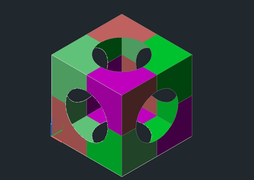 Cubo con perforaciones 3D