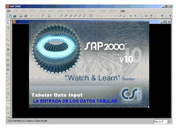 Entrada de datos tabulares - SAP 2000