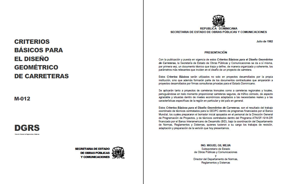 Manual do Projeto Rodoviário Geométrico - República Dominicana