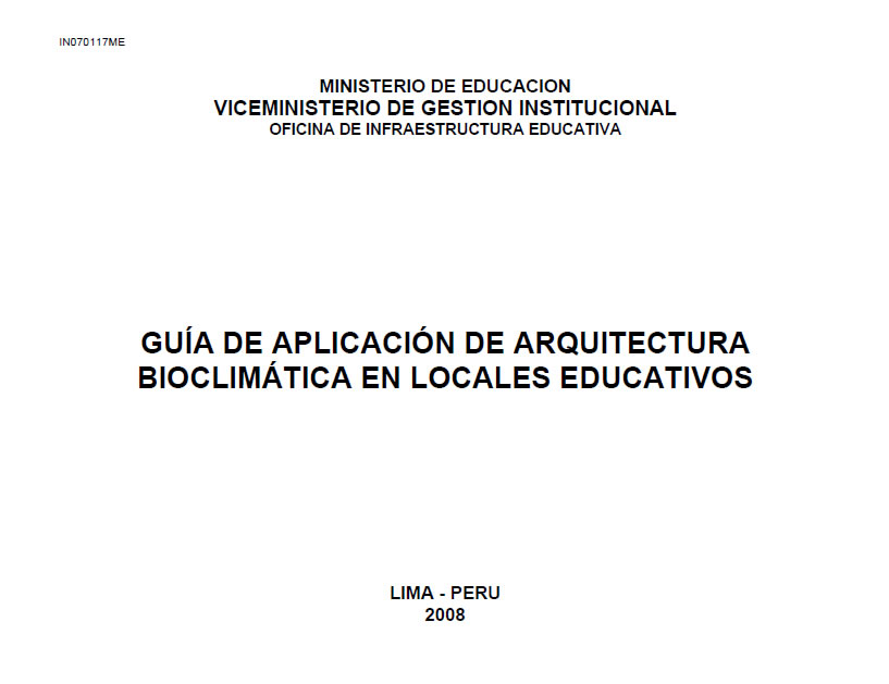 Bioclimatic Comfort Design Guide for Schools, Peru Ministry of Education