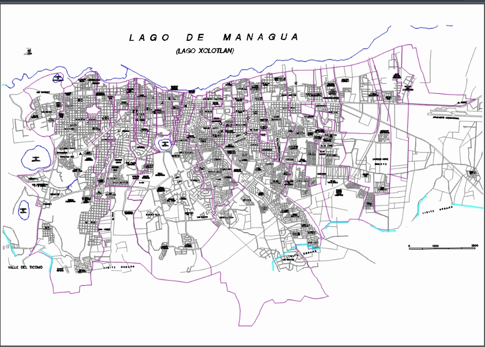 Plan de la ville de Managua