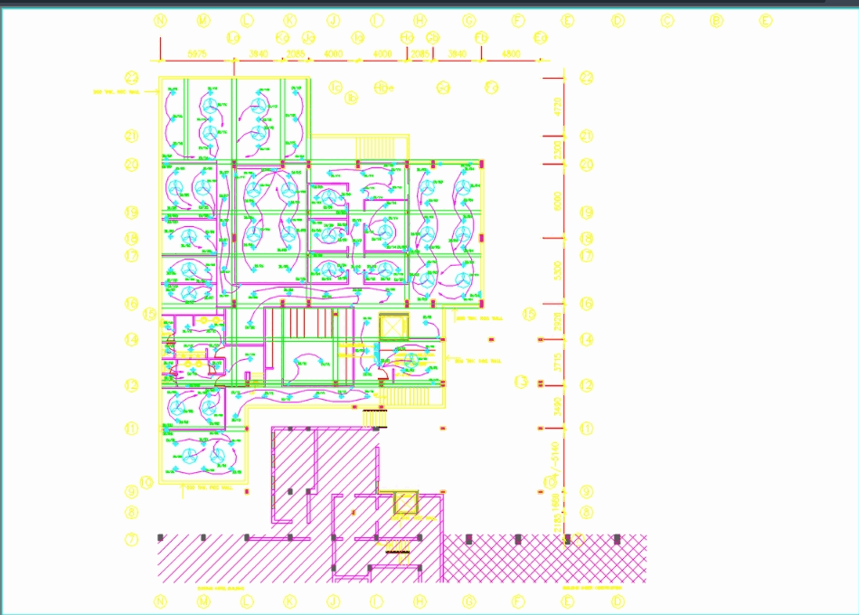 Hotel plan electrical layout in AutoCAD | CAD (86.16 KB) | Bibliocad