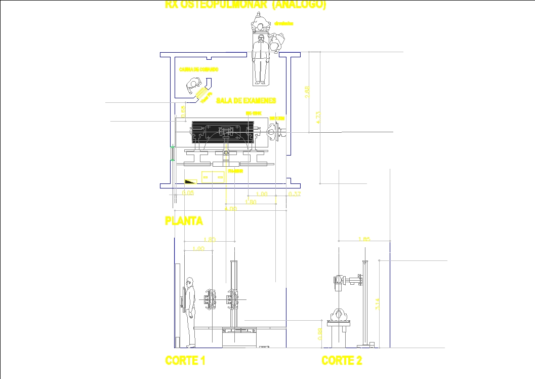 X ray roomoseopulmonar equipment in AutoCAD CAD (55.8 KB) Bibliocad