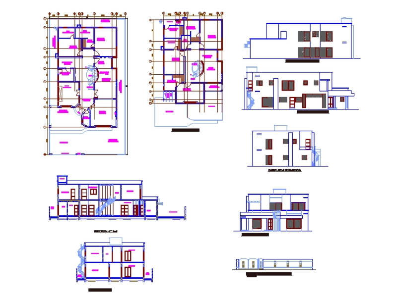 Two-story single-family home in AutoCAD | CAD (257.25 KB) | Bibliocad