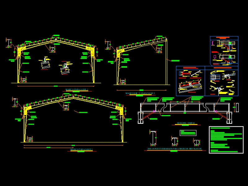 Industrial shed, steel framing in AutoCAD CAD (276.74 KB 