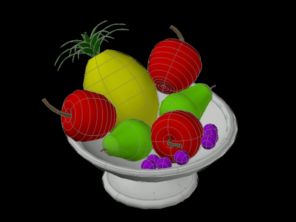 Bol de fruits en 3D.