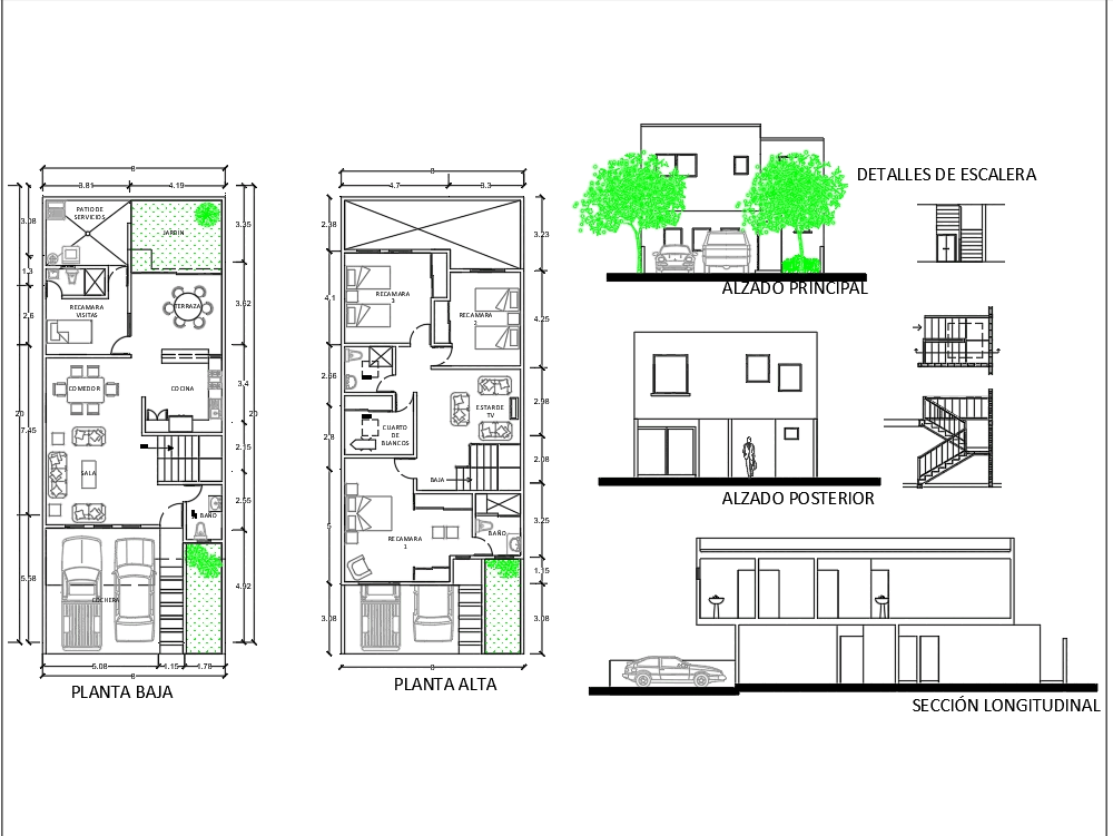 Casa habitación en AutoCAD | Descargar CAD gratis (833.61 KB) | Bibliocad