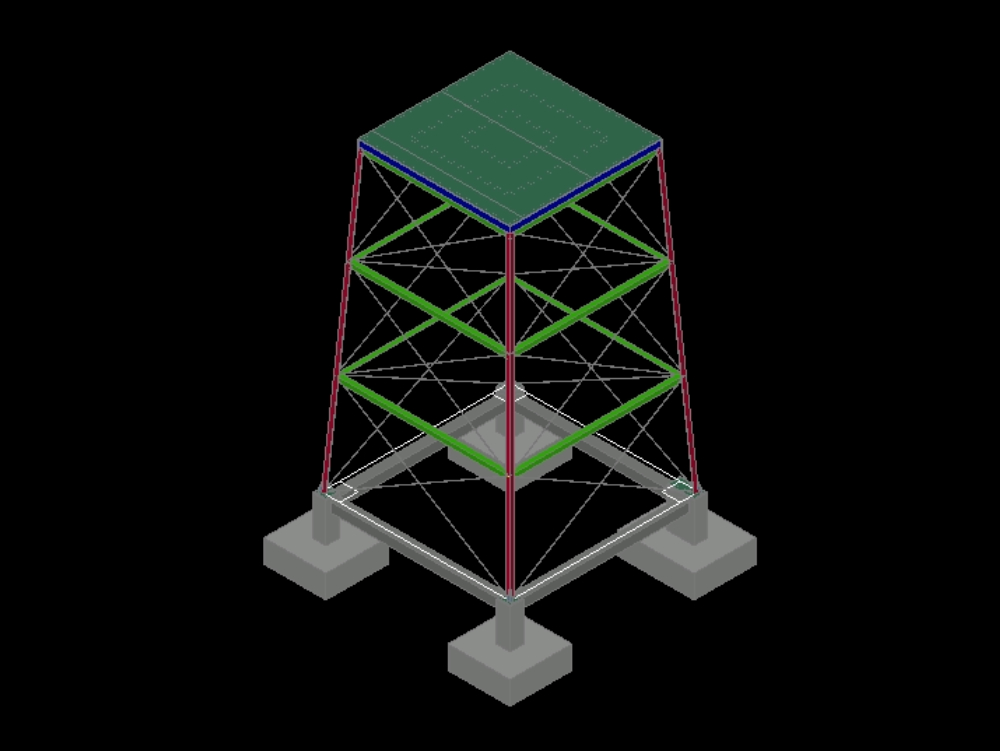 Tower for elevated tank in 3d