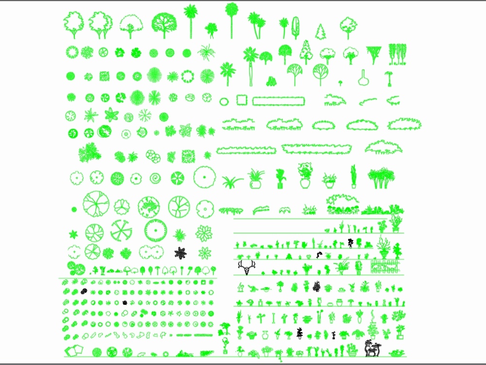 list of table elements MB Landscaping vegetation, (8.35 elements, plants.