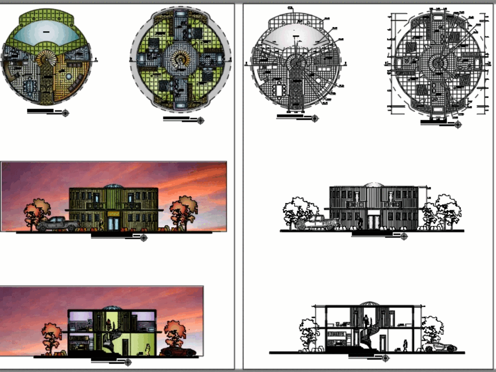 Vivienda circular en AutoCAD | Descargar CAD gratis ( MB) | Bibliocad