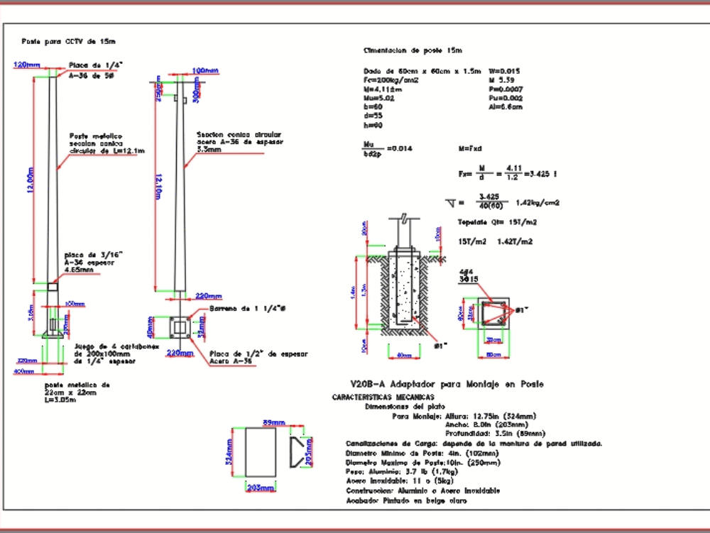 Detail post for cctv 15 metros in AutoCAD | CAD (95.23 KB ... schematic diagram symbols 