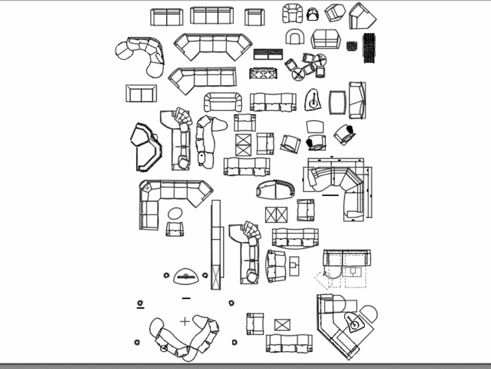 Living room furniture in AutoCAD | Download CAD free (558.42 KB