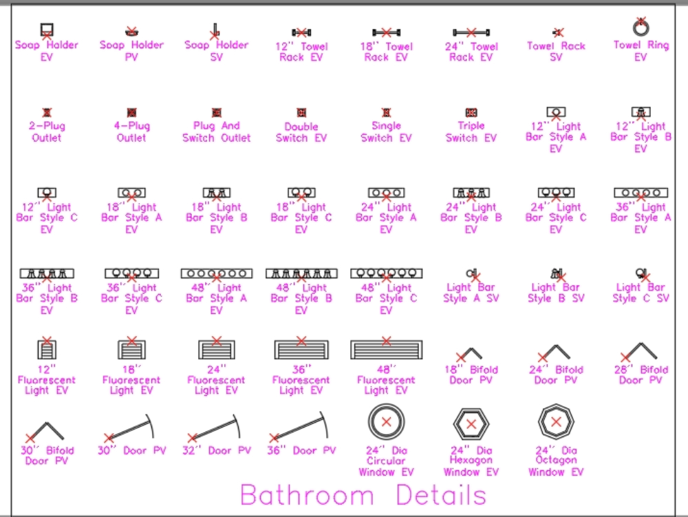 Detalhe de luzes nos banheiros