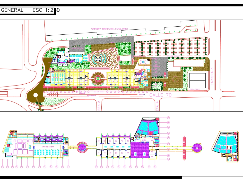 Airport and shopping centre in AutoCAD | CAD (1011.65 KB) | Bibliocad