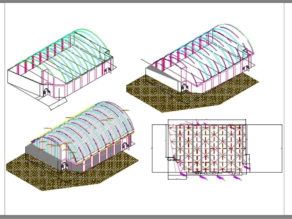Isométrie du toit en arc