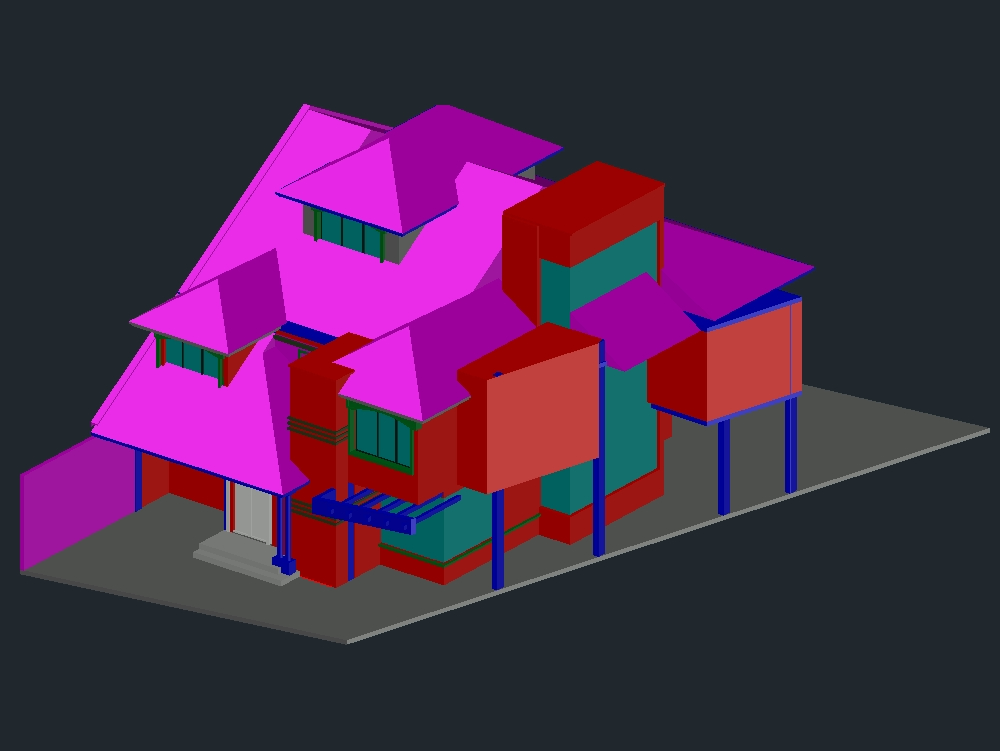 3D-Haus mit drei Ebenen