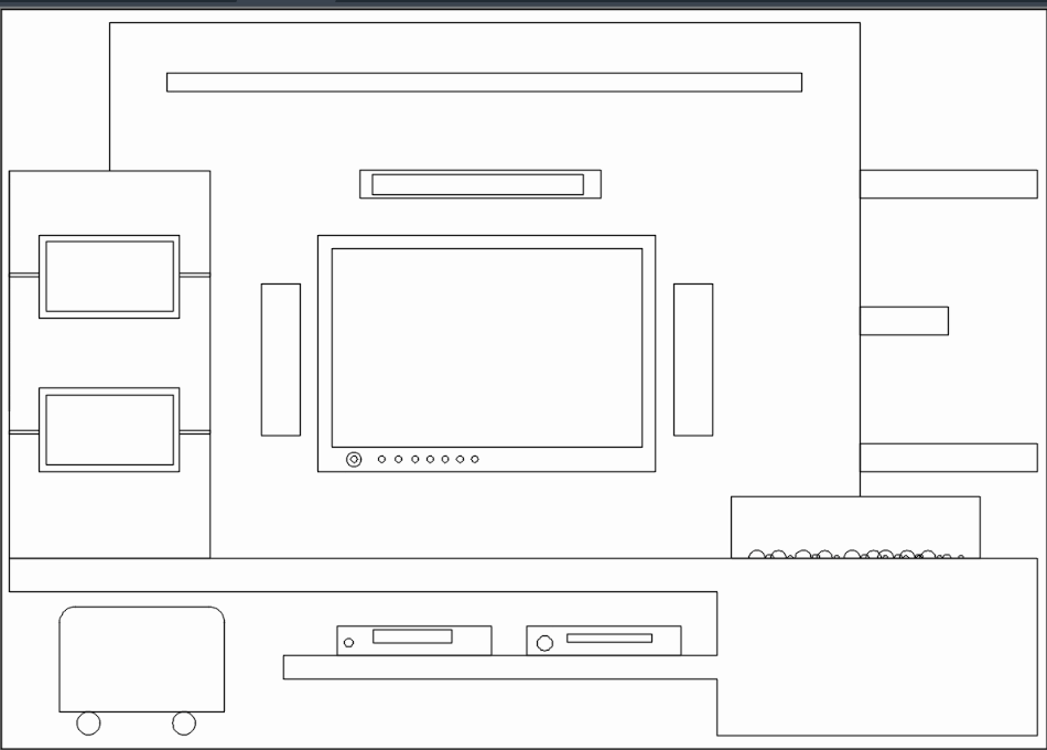 Mueble de tv en AutoCAD | Descargar CAD gratis (12.42 KB) | Bibliocad