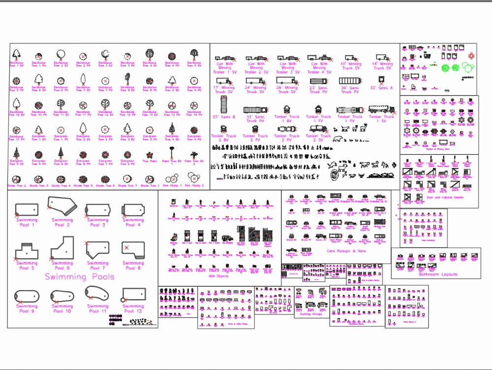 blocks--furniture, trees, vehicles, etc. 4.11 mb bibliocad