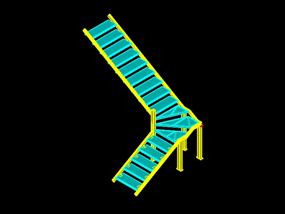 Steel staircase in 3d